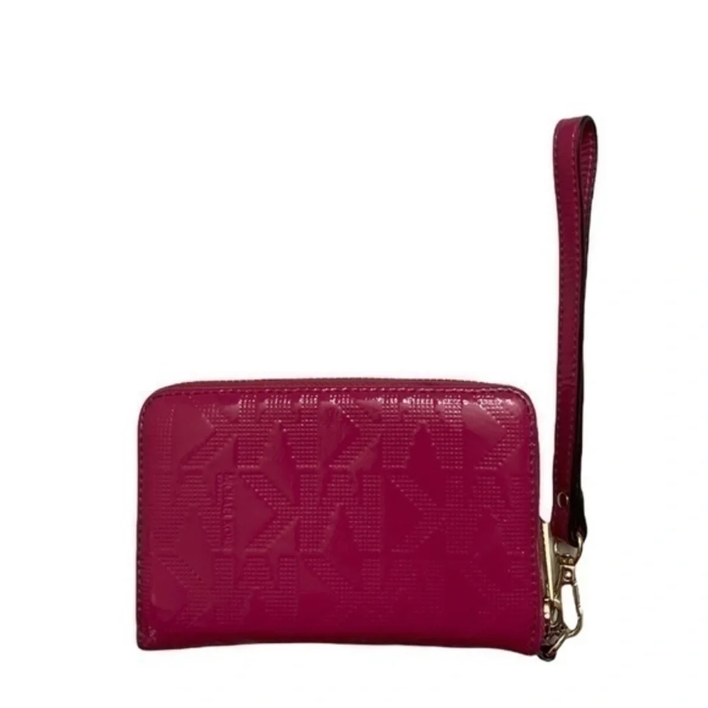 Michael kors pink mk patent leather wristlet wallet